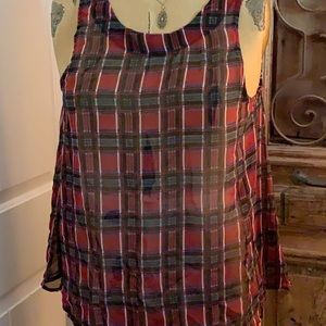 Anthropologie Maeve Sheer Plaid Tank